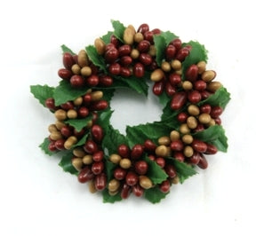 1.5" Rice Berry Candle Ring, Red, Tan