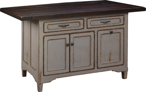 LL2534/2735-Amish Made-Lancaster Legacy Lexington Island Base and Rough Sawn Top with Bread Board Ends