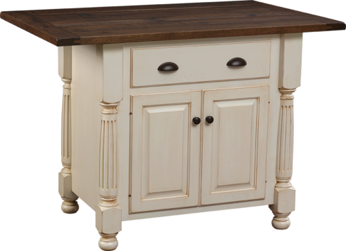 LL2603/2721-Amish Made-Lancaster Legacy French Country Island Base and Rough Sawn Top with Bread Board Ends