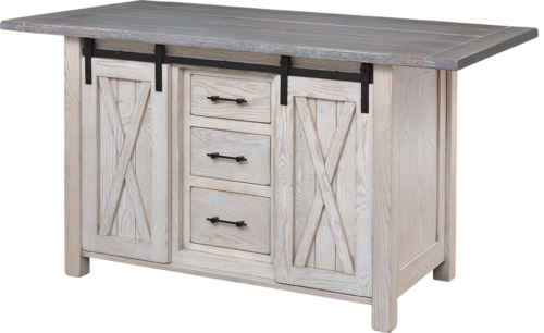 LL2610/2731-Amish Made-Lancaster Legacy Lahoma Island Base and Rough Sawn Top with Bread Board Ends