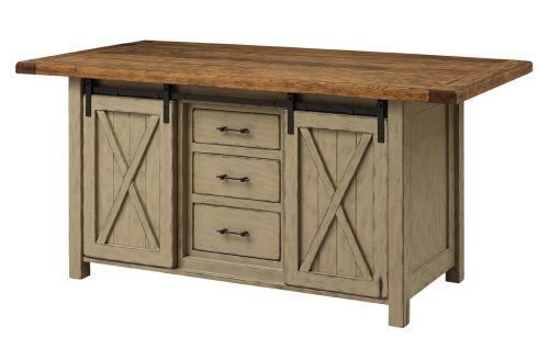 LL2612/2731-Amish Made-Lancaster Legacy Lahoma Island Base and Rough Sawn Top with Bread Board Ends