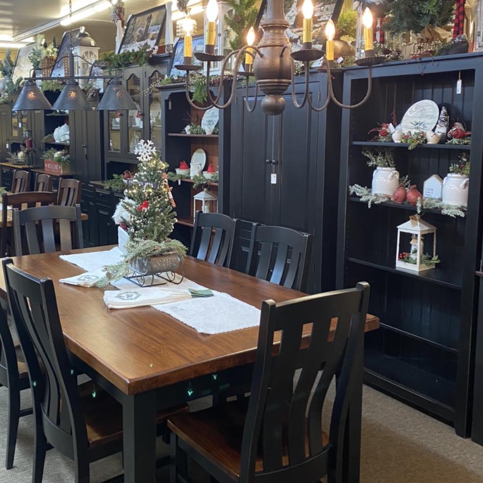 Furniture Collection: Thick Top Dining Table, Raleigh Chairs & Bookcases