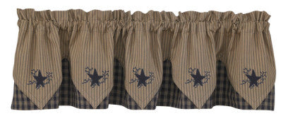 Sturbridge Star 72" x 15" Embroidered Point Valance - Navy