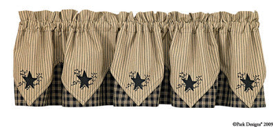 Sturbridge Star 72" x 15" Embroidered Point Valance - Black