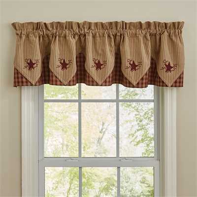 Sturbridge Star 72" x 15" Embroidered Point Valance - Wine