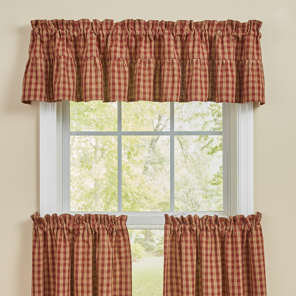 Sturbridge Plaid Ruffle Valance - Wine