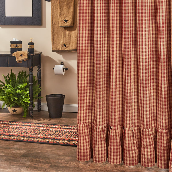 Sturbridge Plaid Ruffle Shower Curtain - Wine