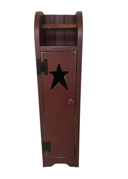 Cabinet-Toilet Paper - Burgundy with Star Cutout Door