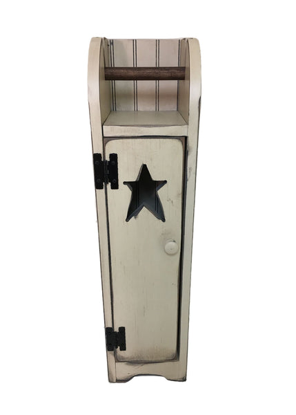 Toilet Paper Cabinet-Antique White with Star Cutout Door