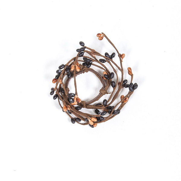 1.5" Rice Berry Candle Ring Black, Tan