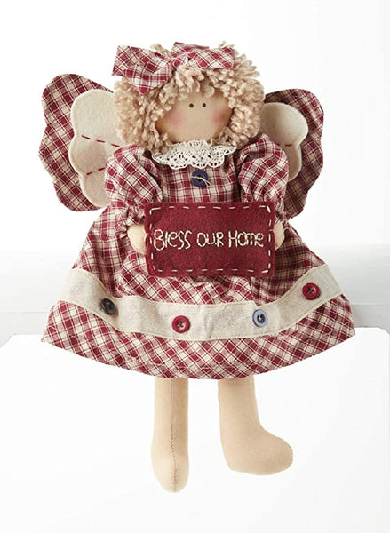 Plaid Angel with Pillow, Red