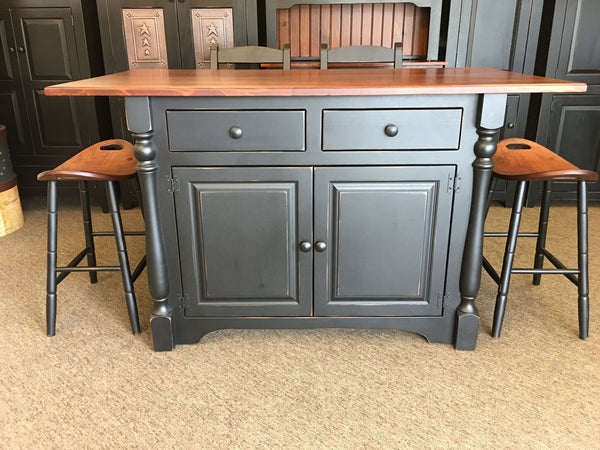 Amish Island - Standard Base with Turned Legs & Large Top