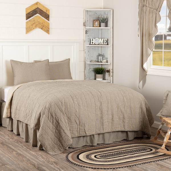 Sawyer Mill Charcoal Ticking Stripe Quilt Set