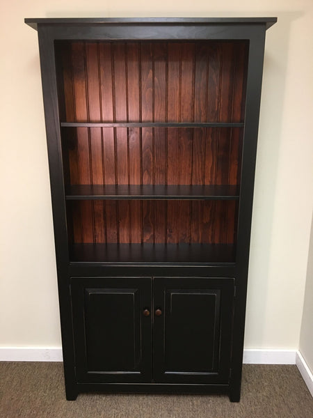 Bookcase-CT54 6' with Doors-Black with Michael's Cherry