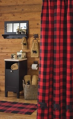 Buffalo Check Bear Shower Curtain