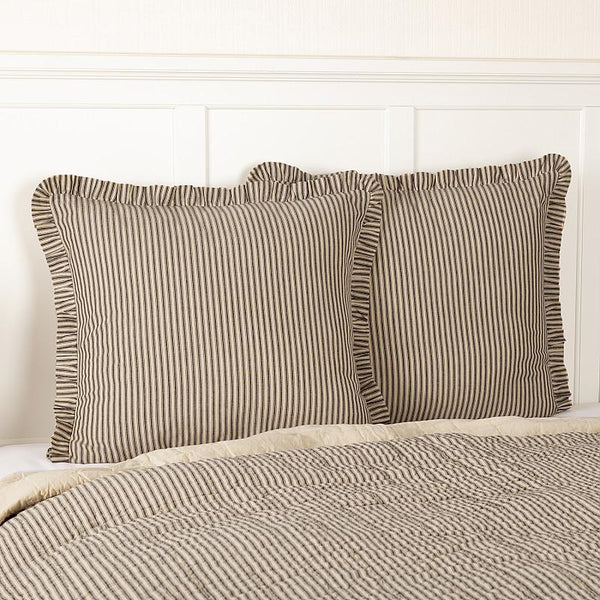 Sawyer Mill Charcoal Ticking Stripe Fabric Euro Sham