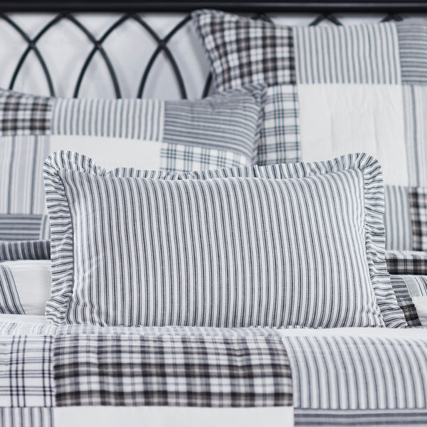 Sawyer Mill Black Ruffled Ticking Pillow