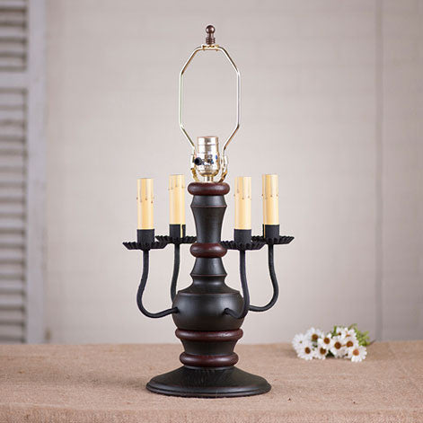 Cedar Creek Lamp Base in Sturbridge Black with Red