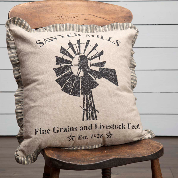 Sawyer Mill Charcoal Windmill Pillow