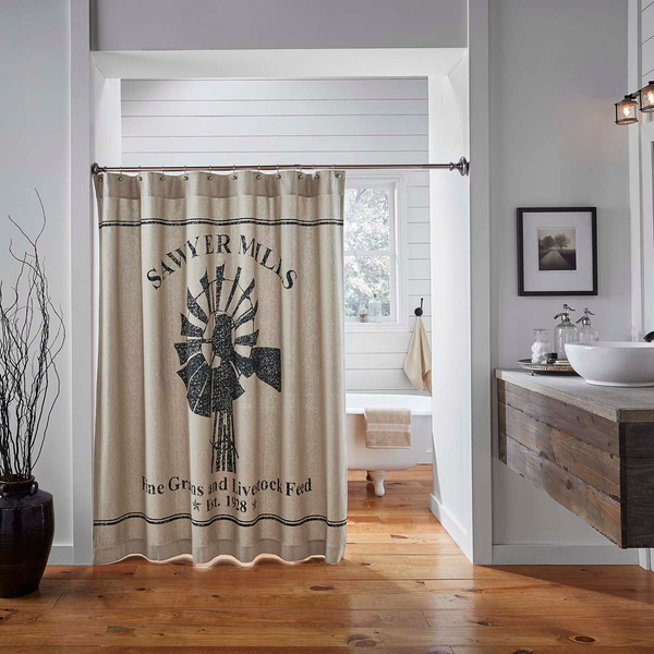 Sawyer Mill Charcoal Windmill Shower Curtain