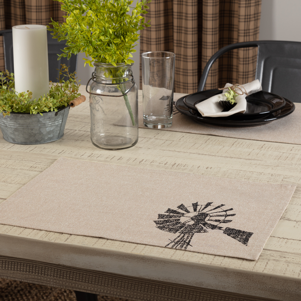 Sawyer Mill Placemats - Charcoal Windmill - Set of 6