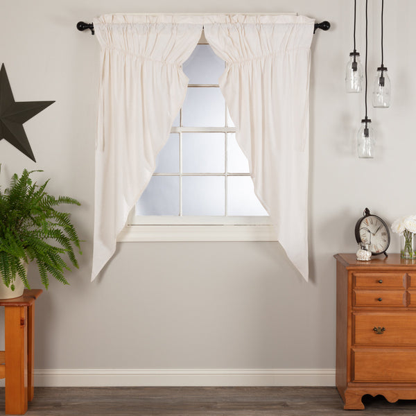 Simple Life Flax Antique White Prairie Short Panel Curtain Set