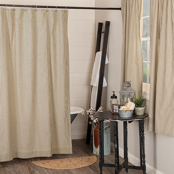 Sawyer Mill Charcoal Ticking Stripe Shower Curtain