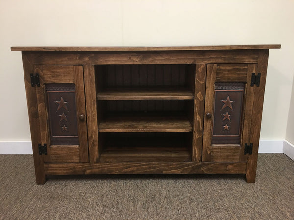 TV Stand with Copper Star Tin Panels - 48" Or 60" Wide - 28.5" Tall