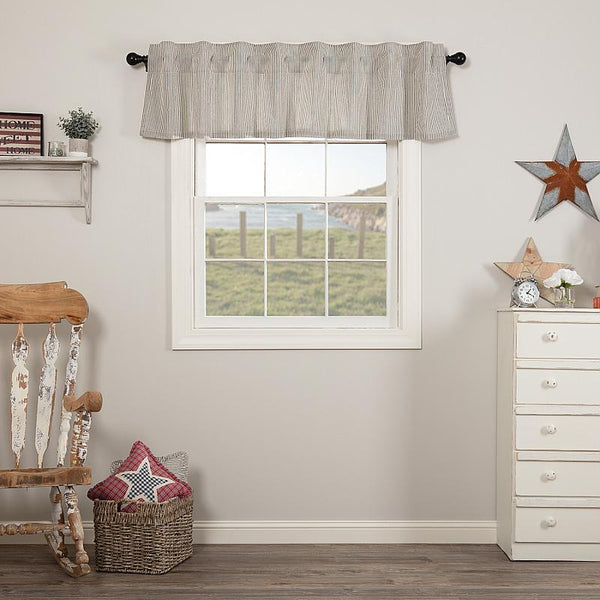 Hatteras Seersucker Blue Ticking Stripe Valance