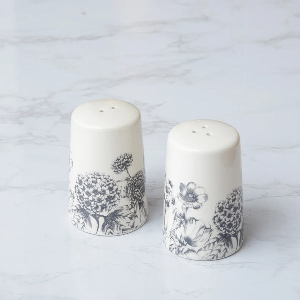 Black and White Botanical Salt & Pepper Shakers