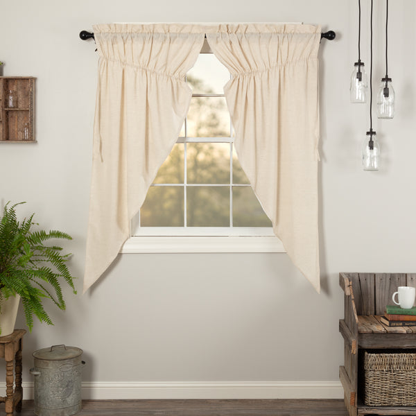 Simple Life Flax Natural Prairie Short Panel Curtain Set