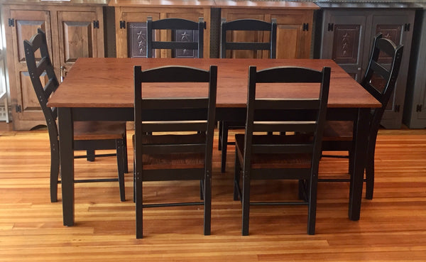 Black 42" x 72" Table with an Oak Michael's Cherry Top