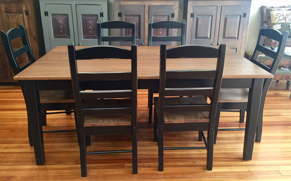 Black 42" x 72" Table with an Oak Special Walnut Top