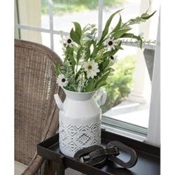 Aztec White Metal Milk Can