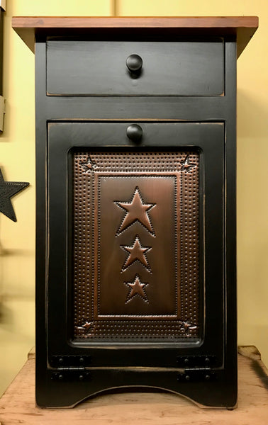 Small Trash Bin-Black with Michael's Cherry Top & Copper Star Insert