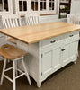 Lancaster Legacy Island Set #6-Lexington Island in Brown Maple with Houghton Swivel Bar Stools & Swivel Saddle Stools