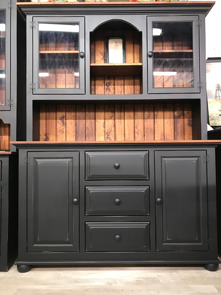 Hutch-J1 with 2 Doors on J11M Large Server Base-Black with Michael’s Cherry