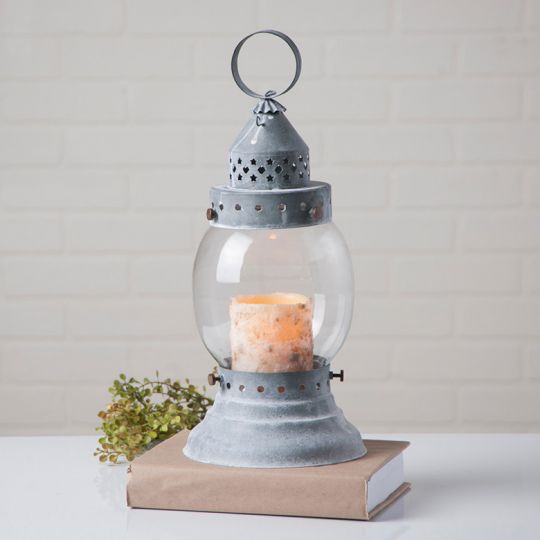Medium Hurricane Lantern in Weathered Zinc