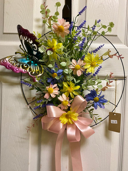Floral Wreath with Butterfly