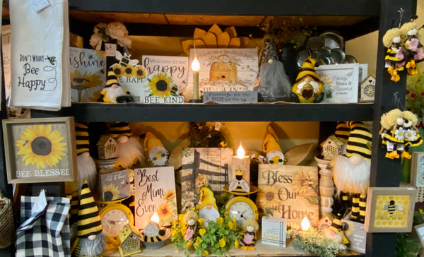 Sunflowers, Bees, and Gnomes