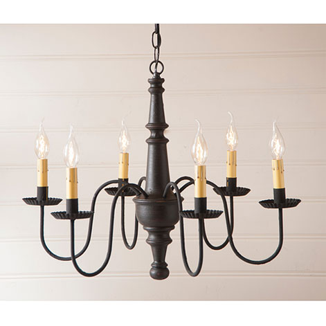 6-Arm Harrison Wood Chandelier - Americana Black