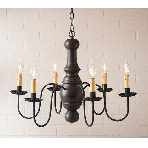 6-Arm Maple Glenn Wood Chandelier - Americana Black