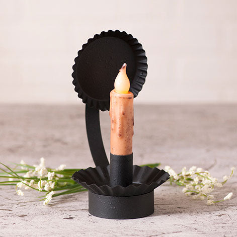 Cabin Candle Holder in Textured Black