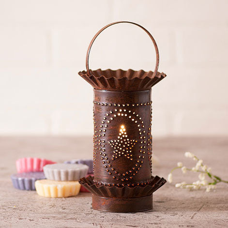 Mini Tartwarmer with Star Oval Design in Rustic Tin