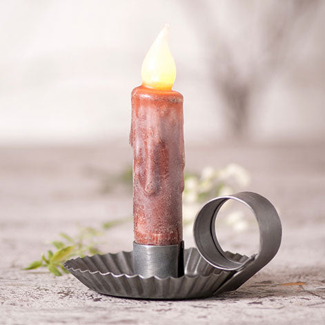 Chamberstick Candleholders -Antique Tin