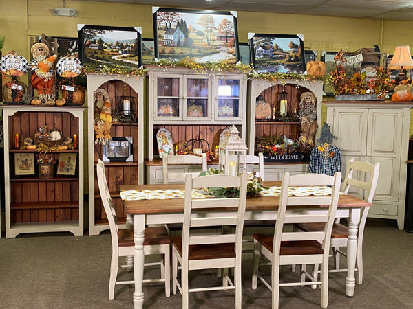 Furniture Collection: Dining Table, Hutch, Bookcases, Bookcase with Doors & Cabinet/Pie Safe
