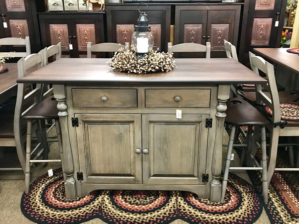 Amish Island - Standard Base with Turned Legs & Large Top