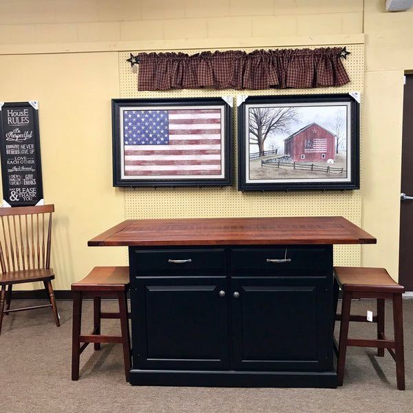 LL-Amish made-Lancaster Legacy Traditional Island in Brown Maple Wood & Coby Stools