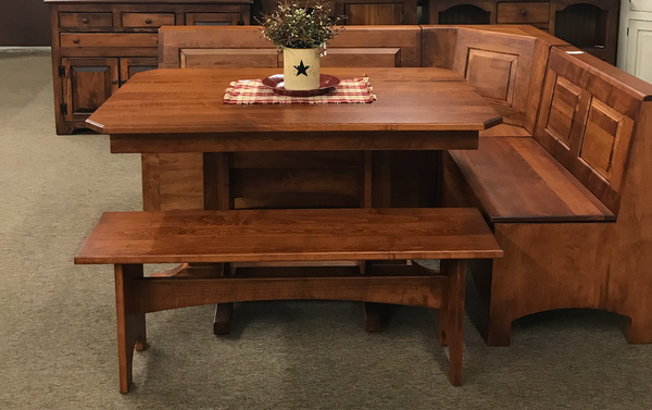 LL-Amish Made-Lancaster Legacy Kitchen Nook in Brown Maple Wood