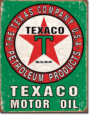 Texaco Oil Weathered Tin Sign